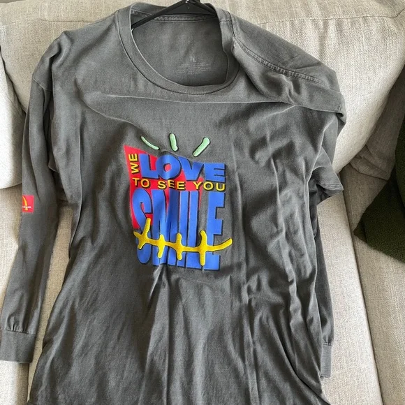 Cactus Jack By Travis Scott Shirts | Cactus Jack X Mcdonalds Collab Long Sleeve Tee | Color: Gray | Size: L | Hungry_Whywait's Closet